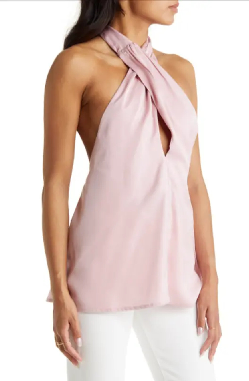VICI COLLECTION Womens Satin Crossover Halter Neck Top Sleeveless Sz M (b32)